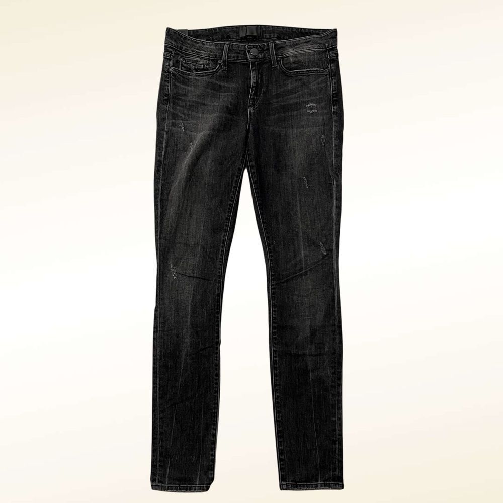 Vince Black Distressed Skinny Jeans Size 29 Mid Rise Goth Edgy Streetwear Moto